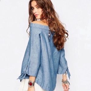 Free people Off the Shoulder Denim Top S